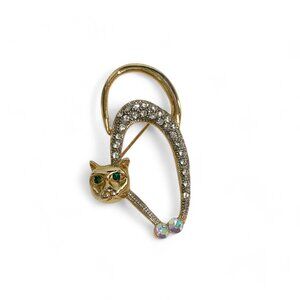 Elegant Gold and Silver Cat Brooch